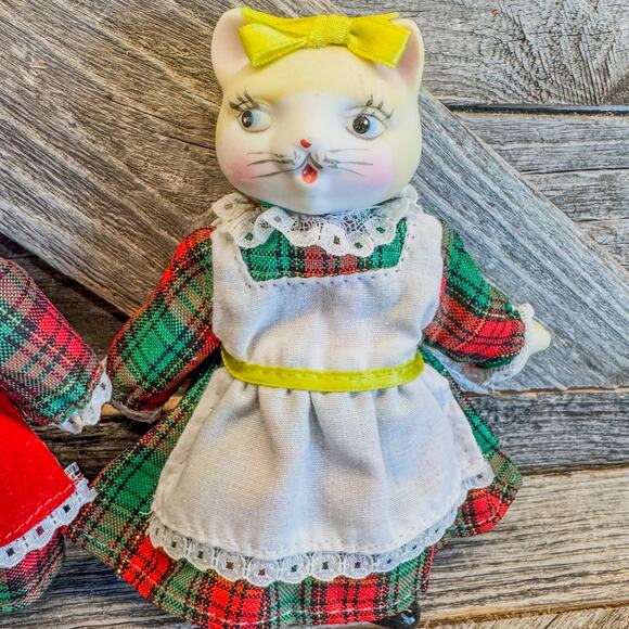 1970’s Special Appts-Vintage Porcelain Animal Dolls in Holiday Clothing-Set of 4 - Picture 6 of 11
